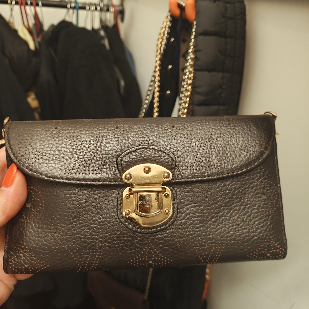 Louis Vuitton Dark Brown Clutch with Gold Hardware